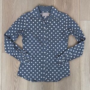 Banana Republic 100% Cotton Blue + White Lightweight Polka Dot Button-Down Shirt